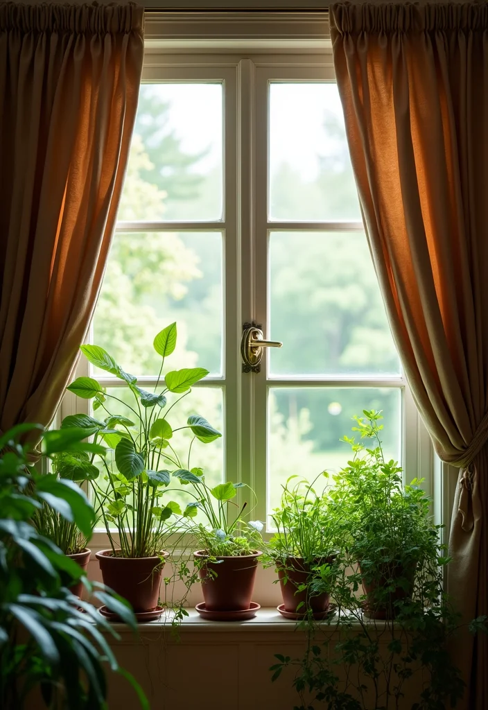 12 Unique Curtain Hanging Ideas for Creative Window Style - 12. Greenery-Inspired Curtain Displays