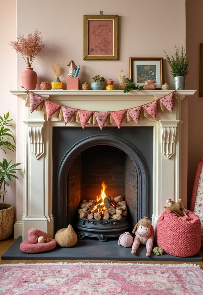 12 Vintage Fireplace Ideas for Charming Retro Warmth - 9. Whimsical Color Palettes