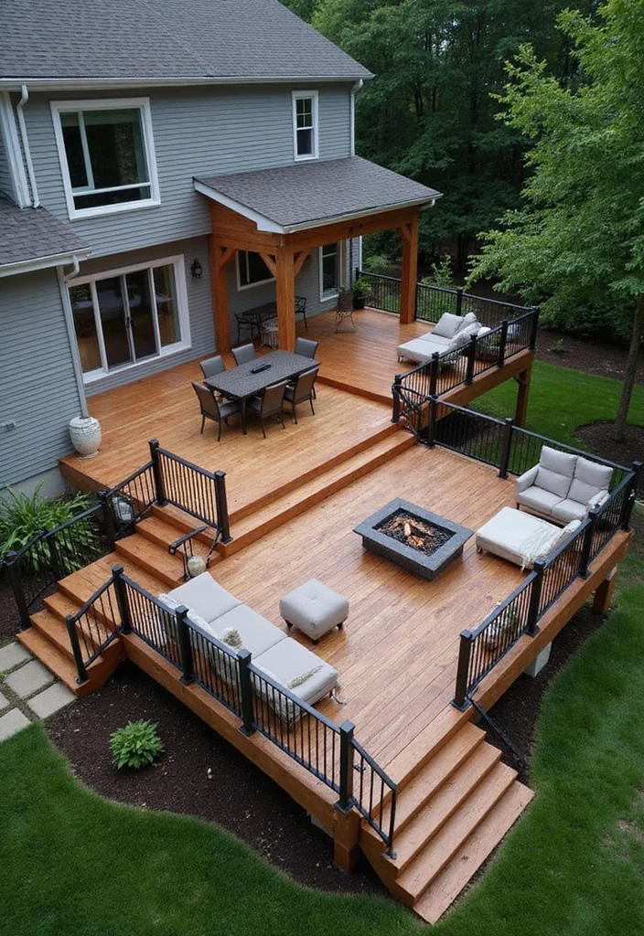 12 Walkout Basement Deck Ideas for Seamless Indoor Outdoor Flow - 2. Multi-Level Deck Design