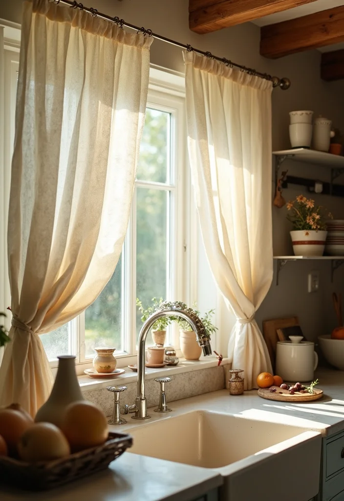 14 Farmhouse Kitchen Curtain Ideas for Cozy Country Charm - 1. Delicate Lace Elegance