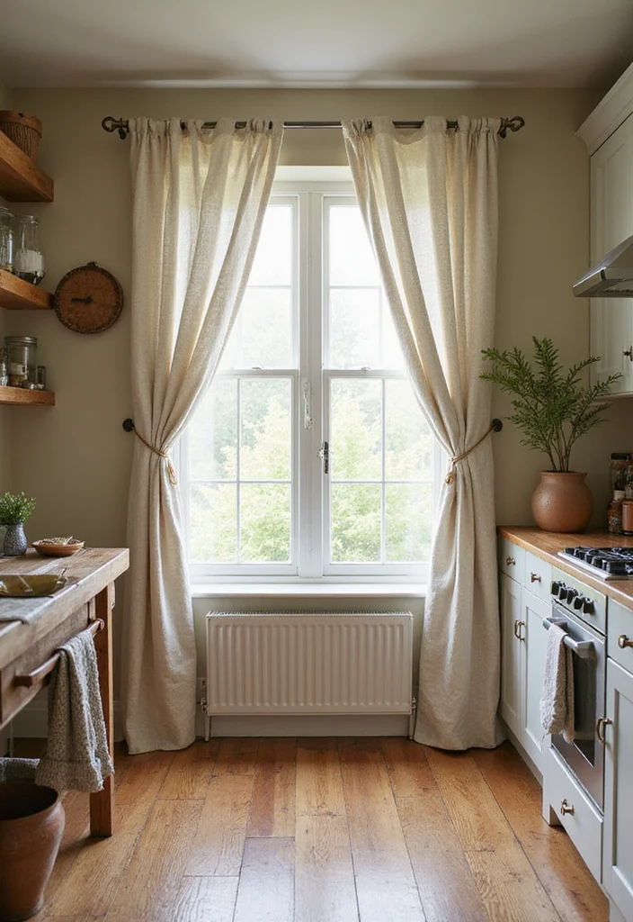 14 Farmhouse Kitchen Curtain Ideas for Cozy Country Charm - 8. Casual Tie-Back Curtains
