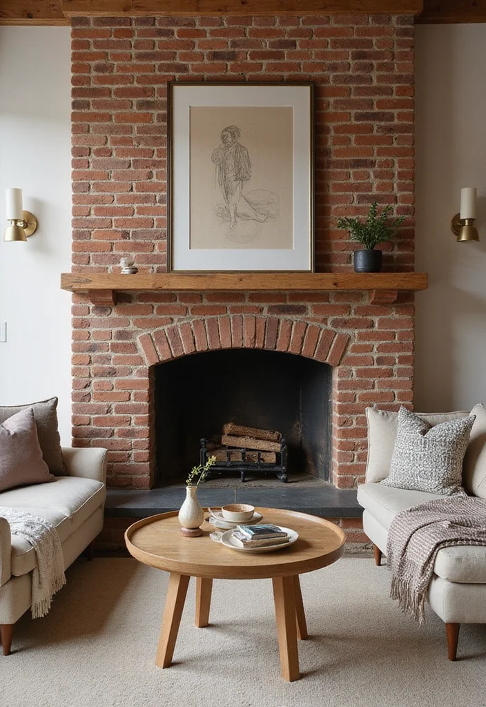 14 Feature Fireplace Wall Ideas for Strong Focal Impact - 9. Earthy Clay Bricks