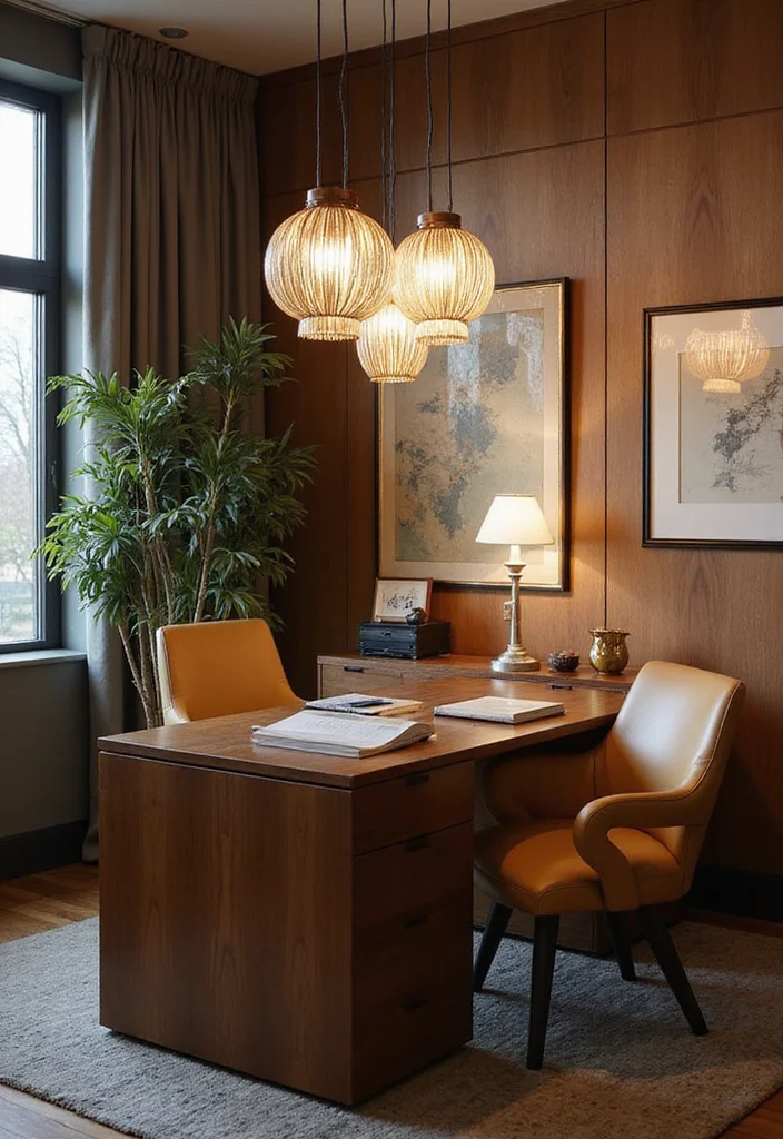 14 Modern Home Office Ideas for Sleek Contemporary Spaces - 10. Statement Lighting Fixtures