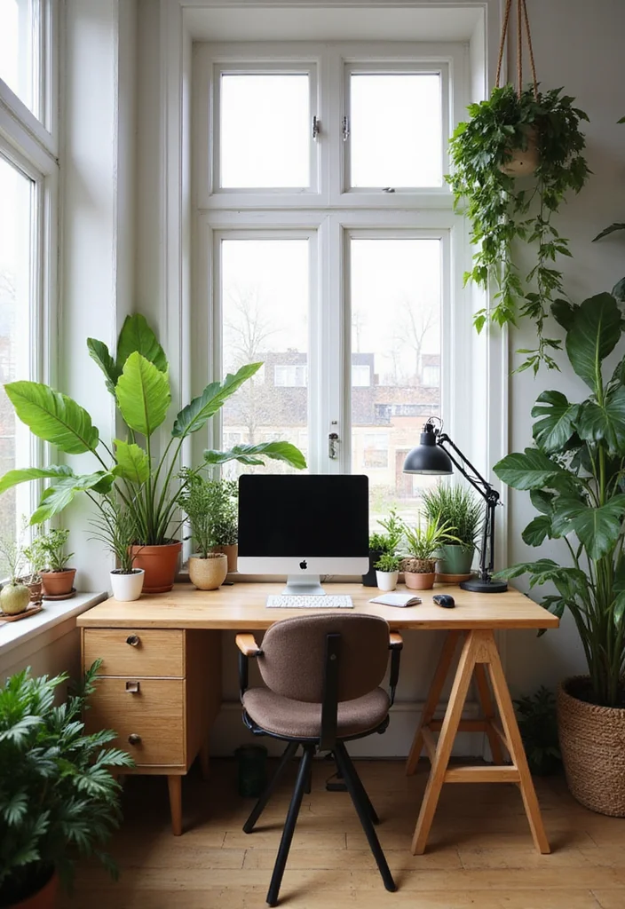 14 Modern Home Office Ideas for Sleek Contemporary Spaces - 12. Greenery in the Office