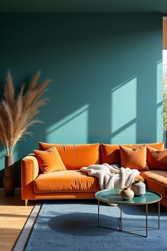 balance bold color with grounding neutrals