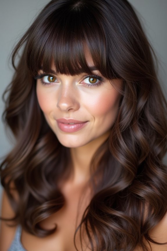 blow dry middle part nose level bangs