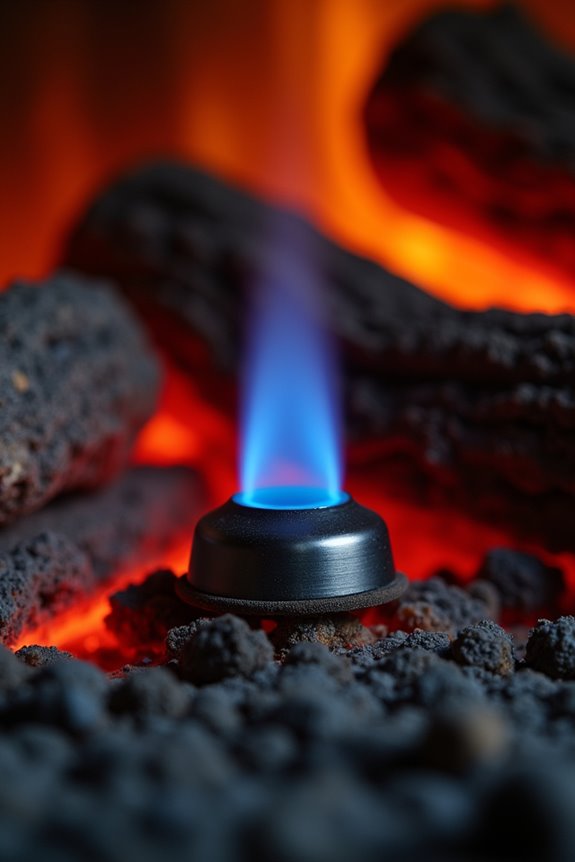 blue pilot flame visible steady blue glow