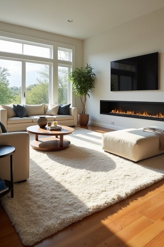 What Size Range Do Big Living Room Rugs Come In? 8 center rug under sofa 3 inch legs