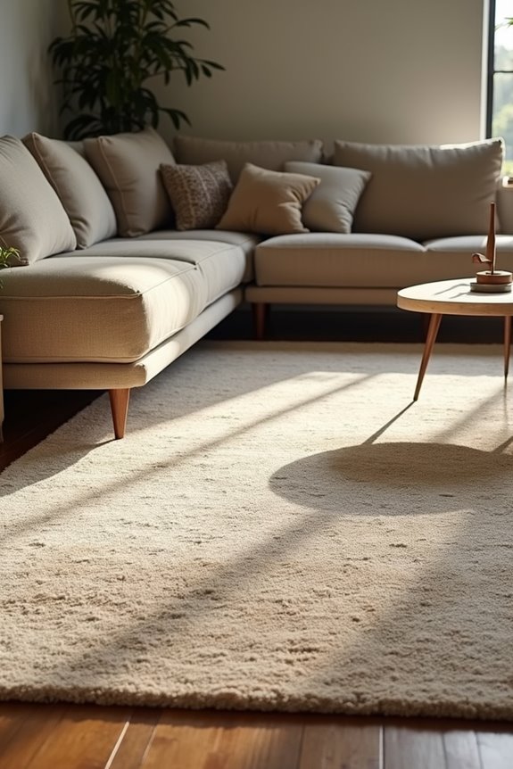 What Size Range Do Big Living Room Rugs Come In? 4 front legs on rug back legs off