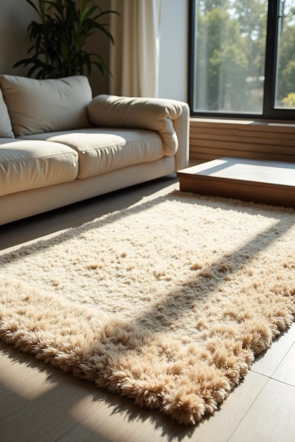 What Size Range Do Big Living Room Rugs Come In? 2 grounding rugs with ample floor reveal