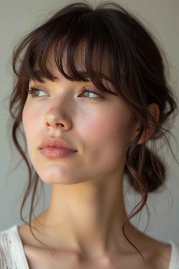 side swept bangs slim round face