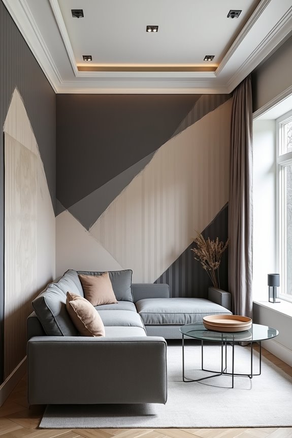 accent wall geometric stripes balance space