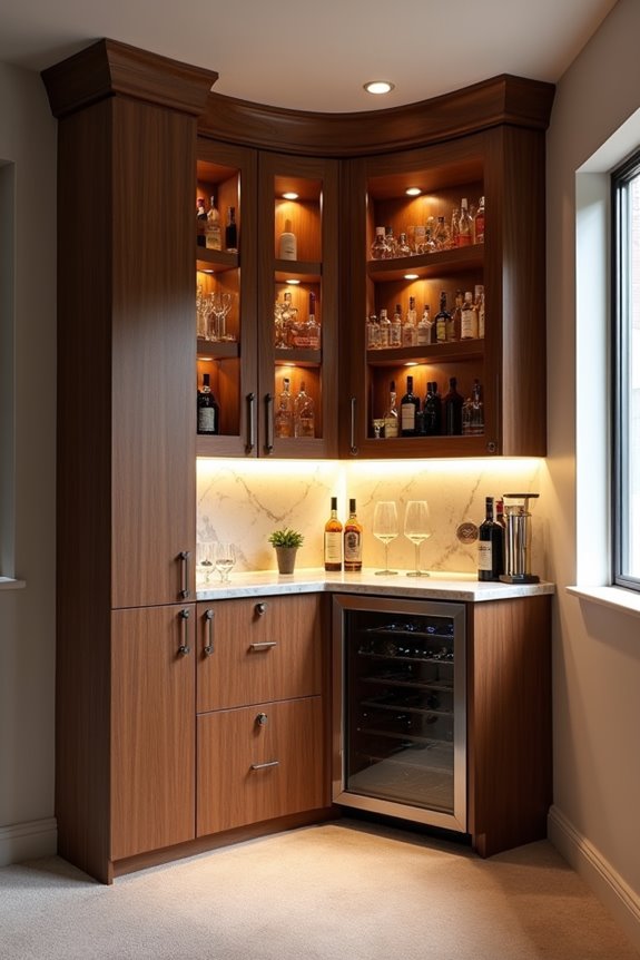 built in corner mini bars
