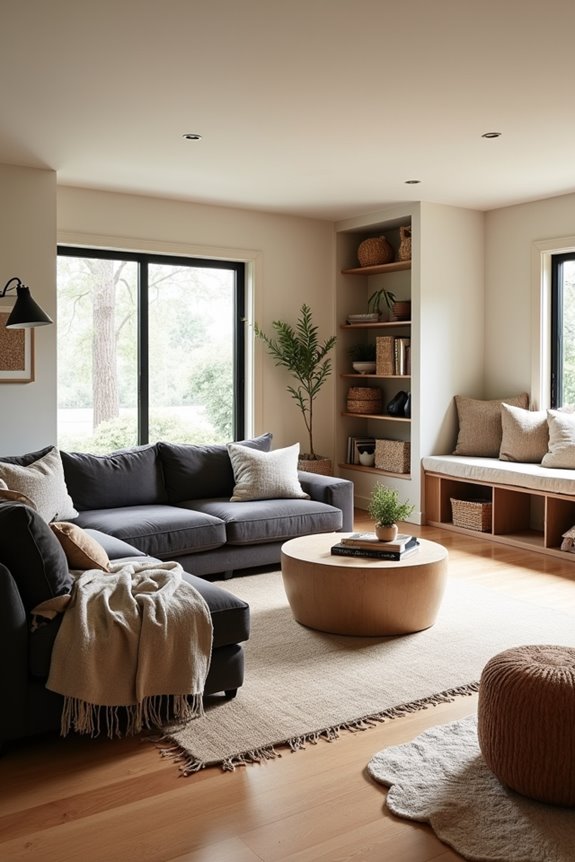flexible zoned family room layout