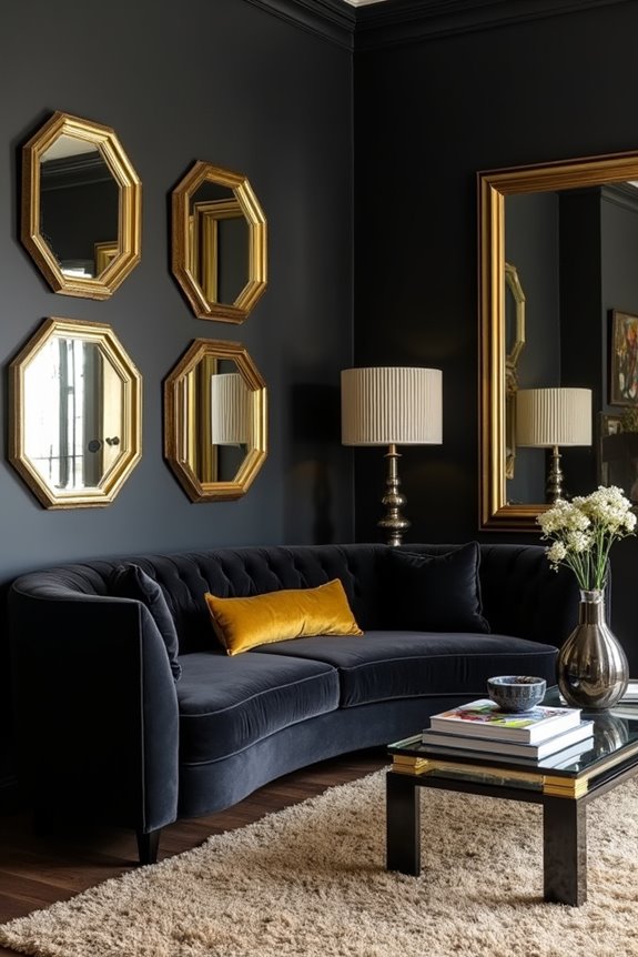 geometric mirrors curved seating