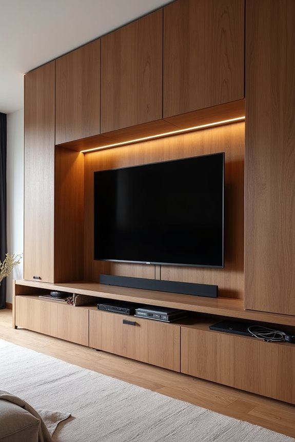 10 Entertainment Center Ideas to Transform Your Living Room 9 hidden cables concealed storage low profile unit