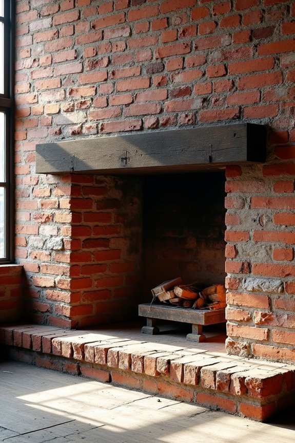 industrial exposed brick fireplace character