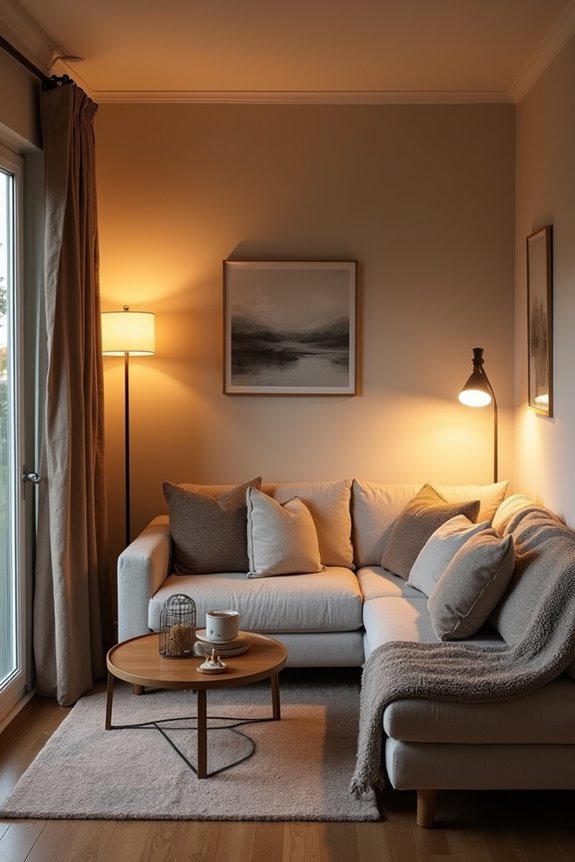 10 Mobile Home Living Room Ideas to Maximize Your Space 5 layered lighting for warmth depth