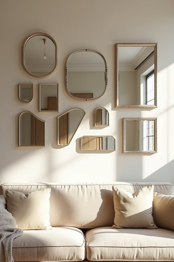 10 Above Sofa Wall Decor Ideas to Transform Your Living Room 5 layered mirrors amplify light dynamics