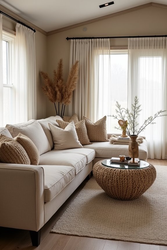 7 Living Room Ideas to Transform Your Single-Wide Trailer 7 layered textures cohesive neutrals