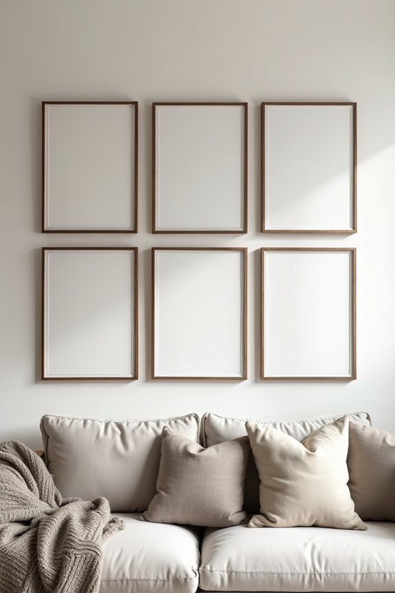 10 Above Sofa Wall Decor Ideas to Transform Your Living Room 3 matched grid symmetrical display