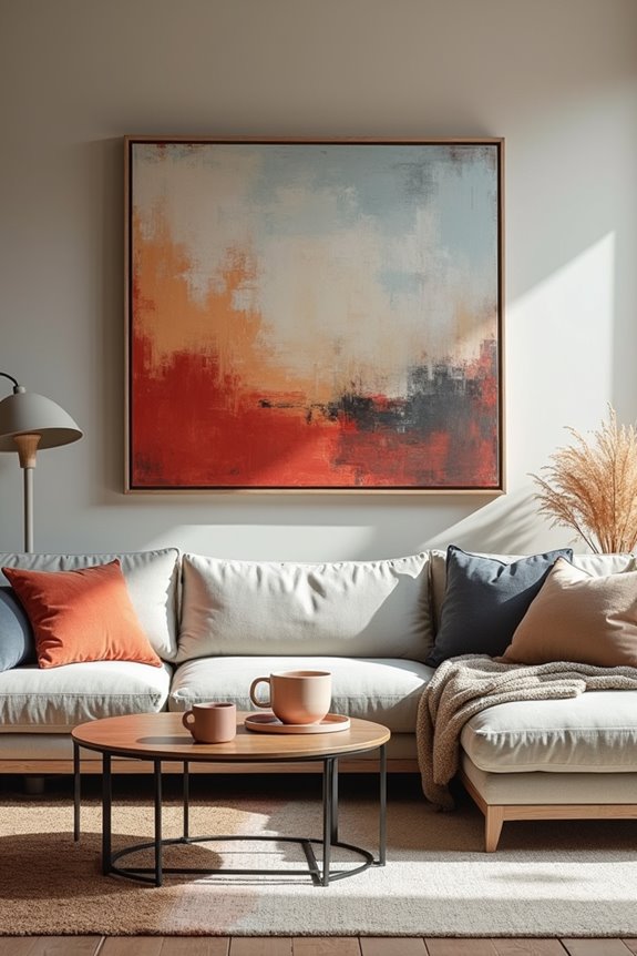 10 Above Sofa Wall Decor Ideas to Transform Your Living Room 2 one large painting anchors room