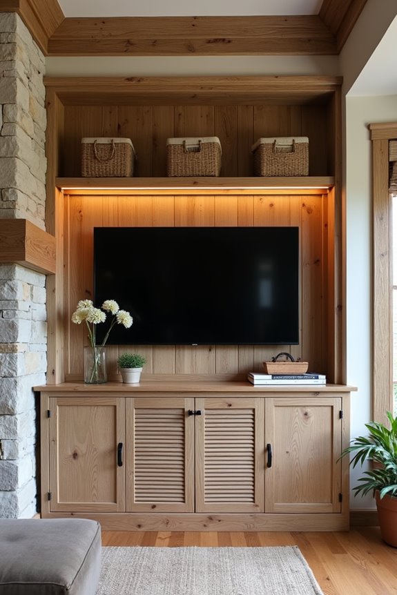 10 Entertainment Center Ideas to Transform Your Living Room 8 rustic farmhouse warmth and storage