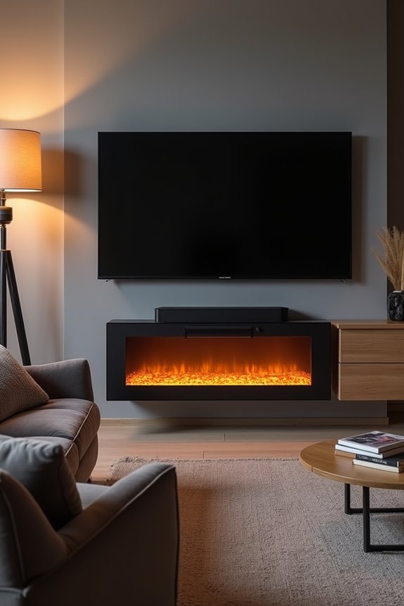 side fireplace centered tv balance