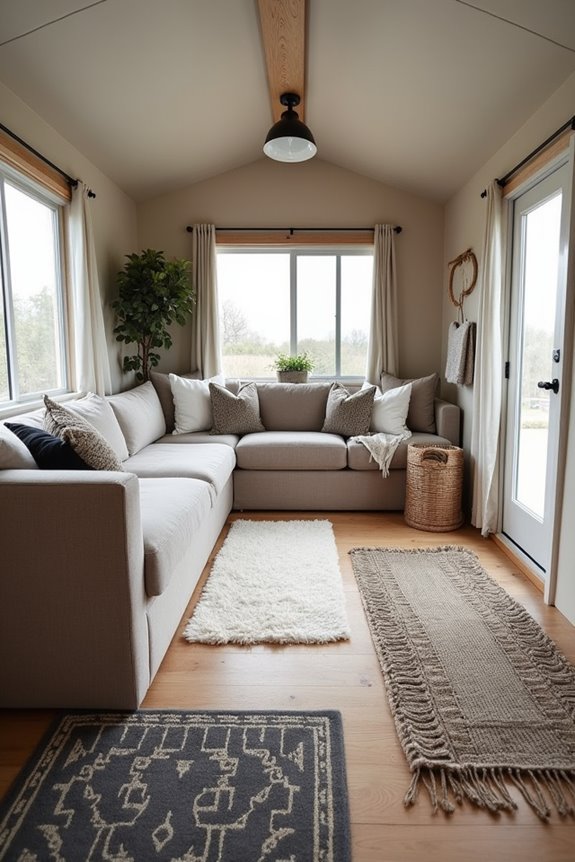 7 Living Room Ideas to Transform Your Single-Wide Trailer 6 strategic zones with rugs