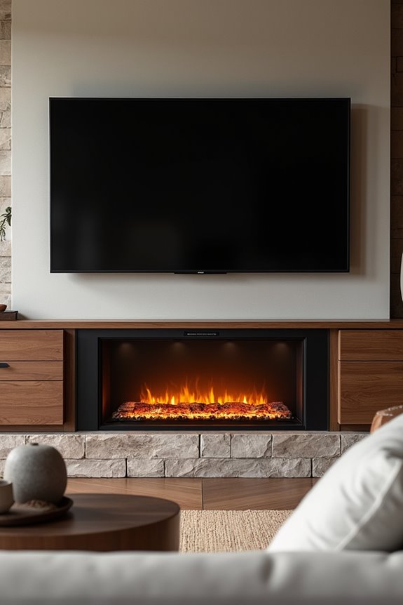 tv above fireplace balanced layout
