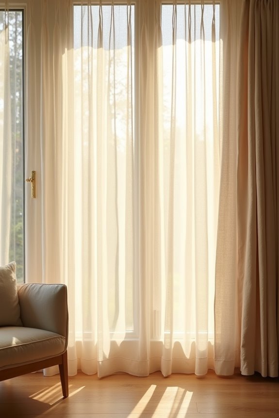 7 Living Room Curtain Ideas to Transform Your Space 2 warm linen pleat layers soften glass walls
